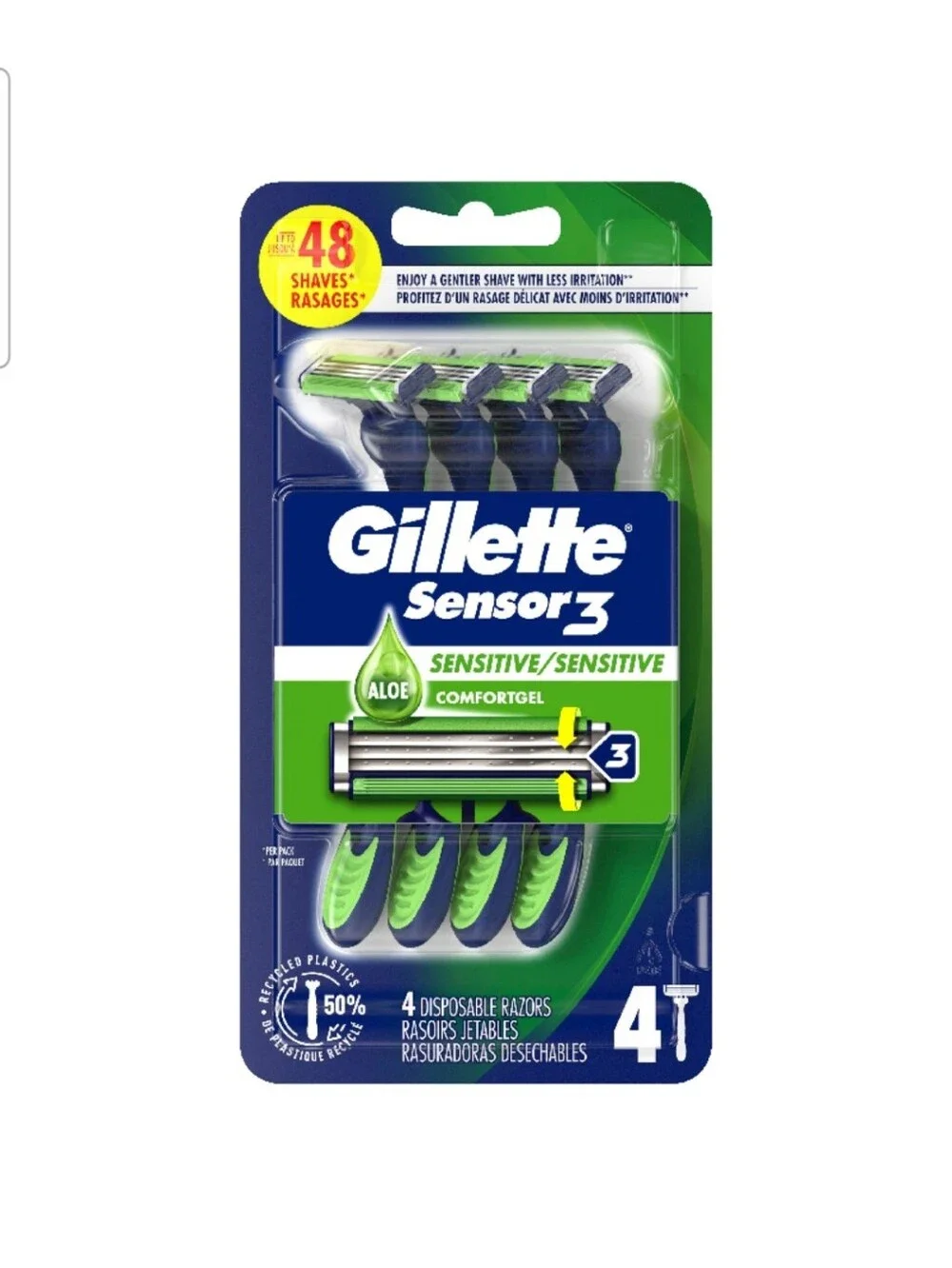⭐4/$15 Gillette Sensor3 Sensitive 3-Blade Disposable Razor